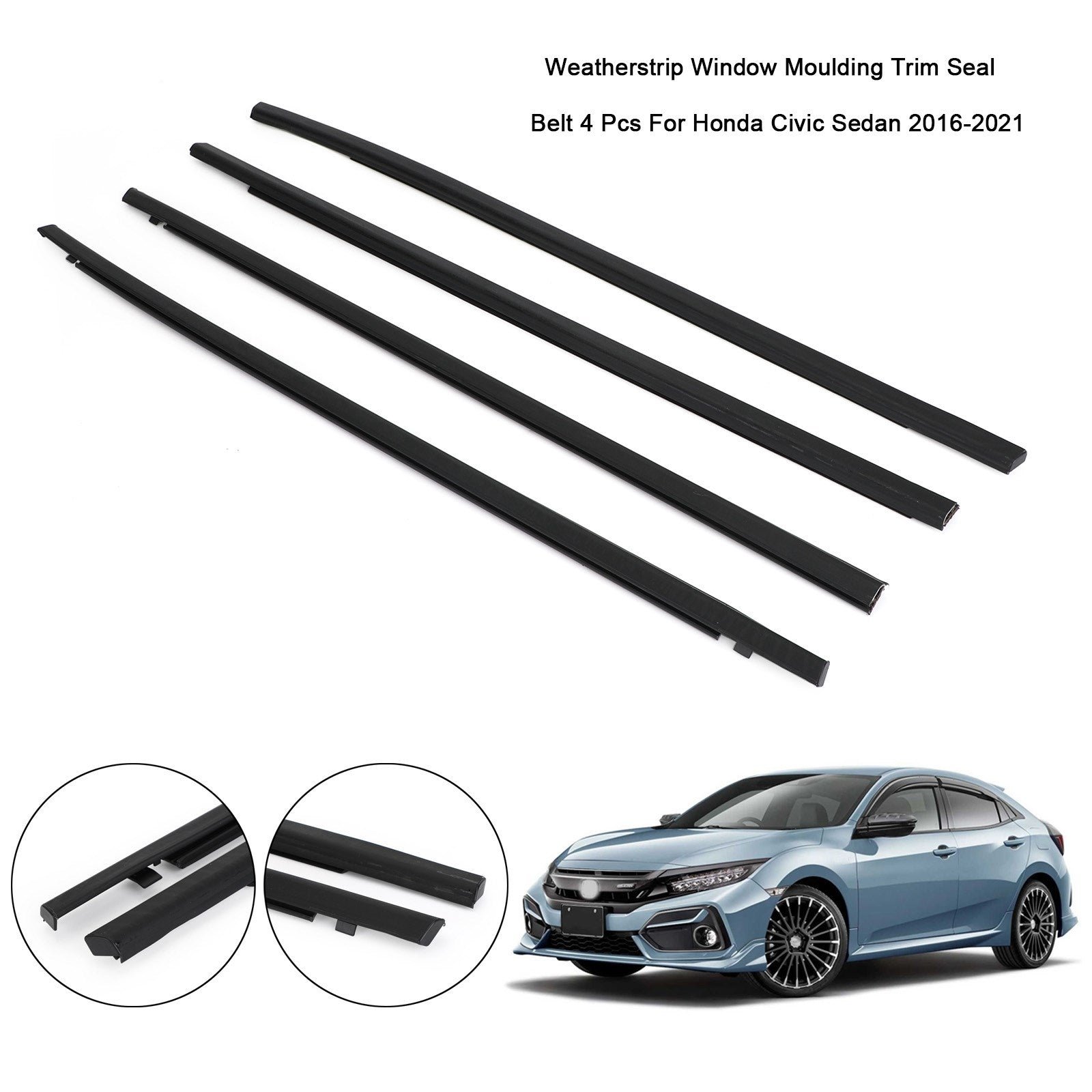 01 Honda Civic Sedan 2016-21 Car Weatherstrip Window Moulding Trim Seal Belt — изображение 1