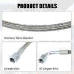 Turbo Oil Feed Line 48" Steel Braided 4AN 90 Degree Straight Hose - Ảnh 3