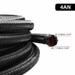 Black Fuel Hose Oil Gas Line AN4-AN6-AN8-AN10-AN12 Nylon/Stainless Steel Braided – Vaizdas 3