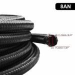 Black Fuel Hose Oil Gas Line AN4-AN6-AN8-AN10-AN12 Nylon/Stainless Steel Braided – Vaizdas 5