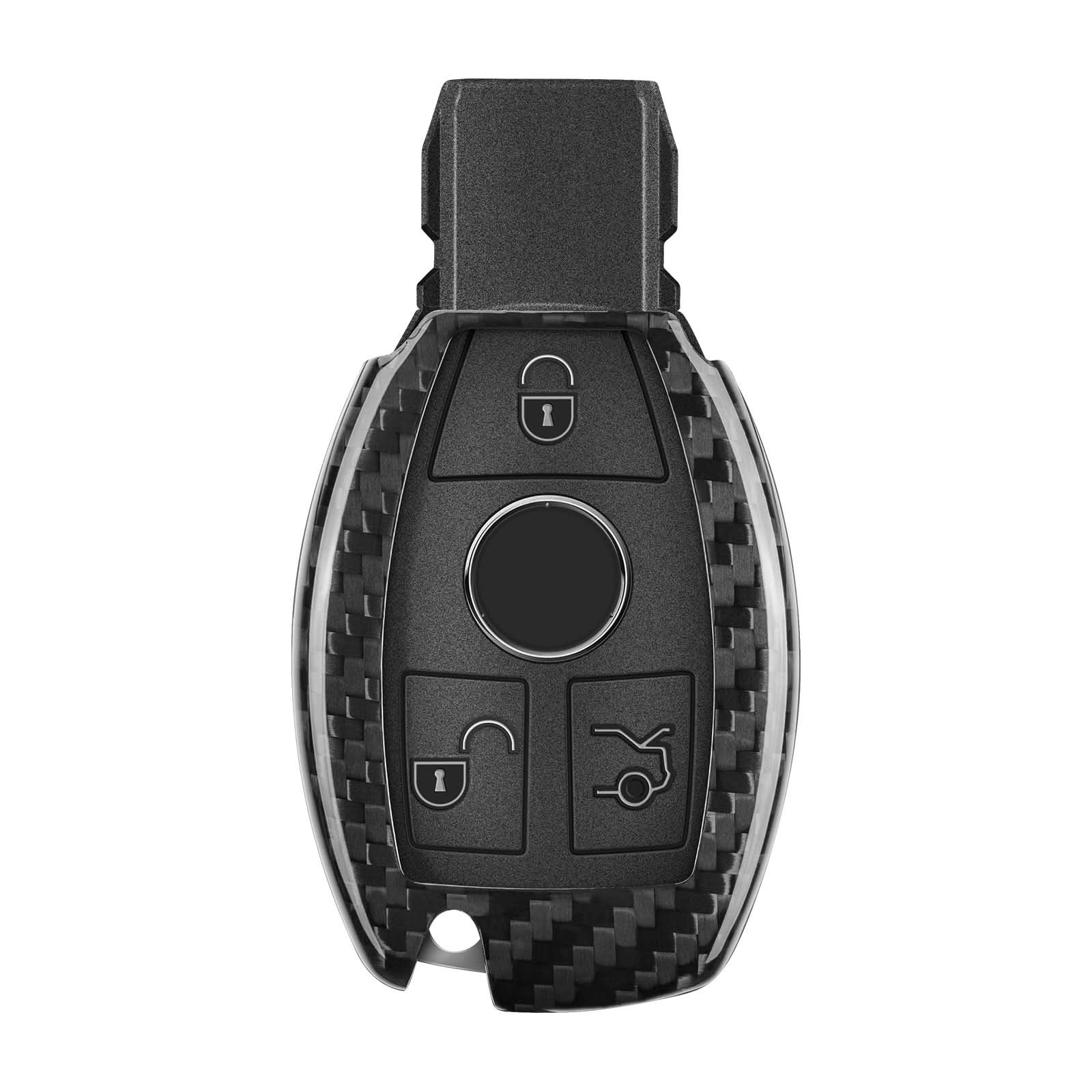 1_fbb79992-58d6-4740-a52b-bc41596797e4.jpg T-carbon Carbon Fiber Key Fob Cover Fits for Benz A B C E S G M V Class - Billede 1