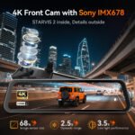 WOLFBOX G900Pro 12MP WiFi Touch Screen Rear View Mirror Dash Cam Smart Mirror RHD - 圖片 2