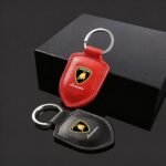 Lamborghini Crest Emblem Genuine Leather Keychain - Billede 3