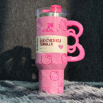 40oz Pink Bow-shaped handle Kitty Tumbler — изображение 3